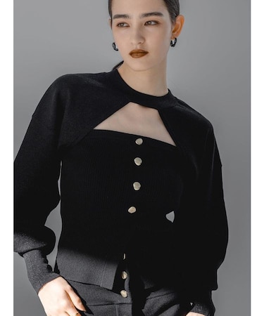 ボタンリブニットビスチェ