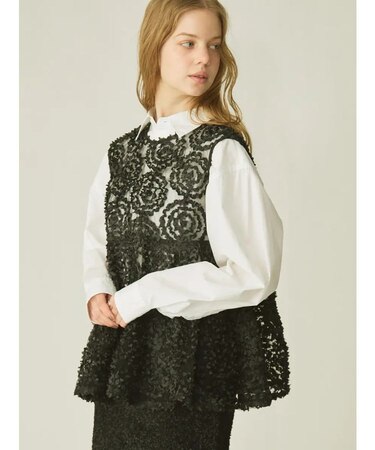 ジャガードティアードブラウス