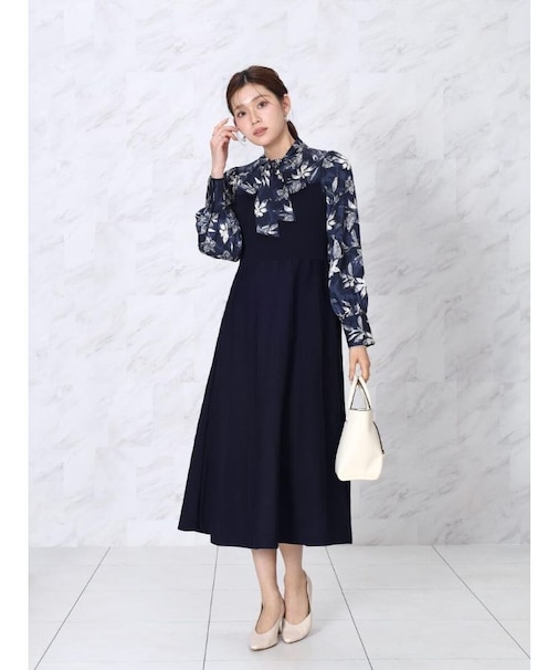 リーフプリントドッキングワンピース