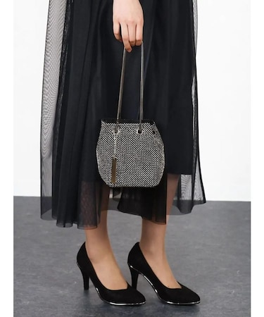 スネークチェーンガラスビジューミニバッグ