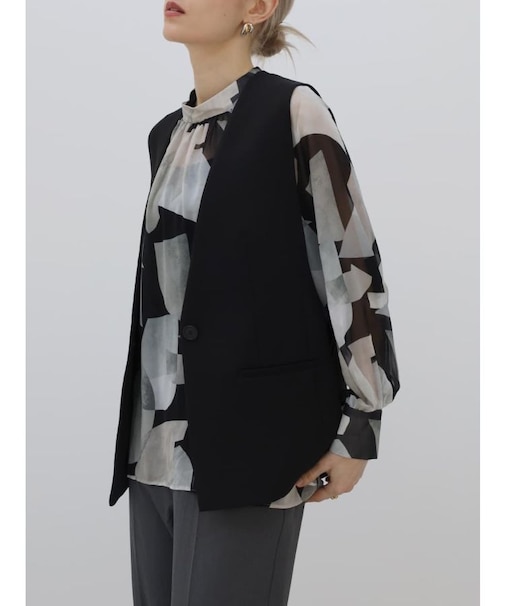 Vネックノーカラジレ