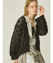 透かし編みワイドスリーブカーディガン