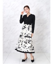 フラワープリントドッキングワンピース