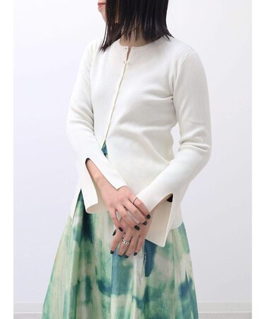 16Gリブ袖スリットニットカーディガン