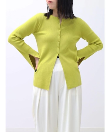 16Gリブ袖スリットニットカーディガン