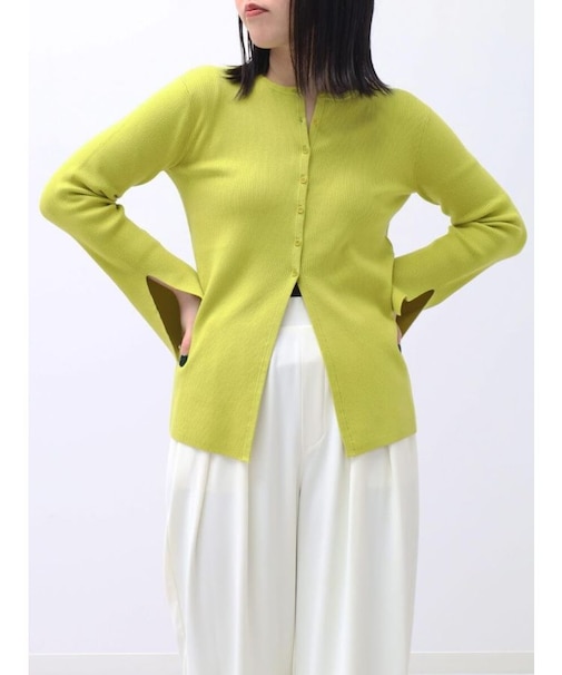 16Gリブ袖スリットニットカーディガン