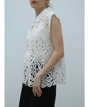 ケミカルレースノースリーブブラウス