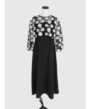 チュールフラワーボレロレイヤードワンピース