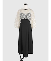 チュールフラワーボレロレイヤードワンピース