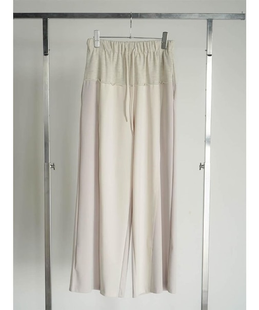 異素材切替リラックスワイドパンツ