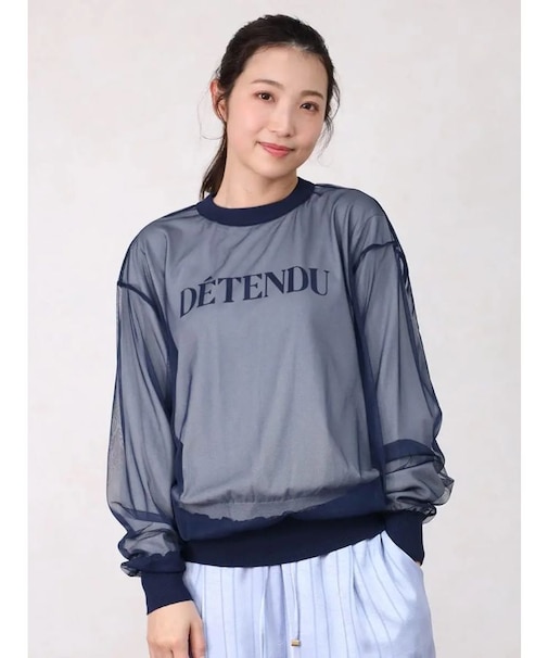 チュールレイヤードロゴニットプルオーバー