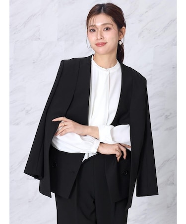 ダブルフロント2wayノーカラージャケット