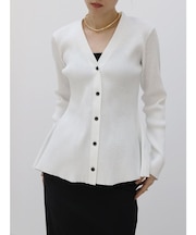 フレアヘムリブニットカーディガン