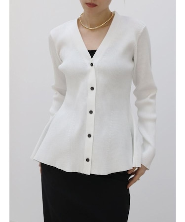 フレアヘムリブニットカーディガン