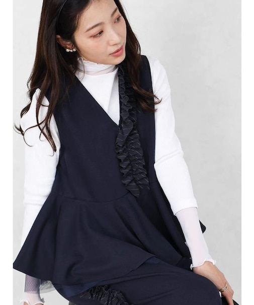 アシンメトリーフリルペプラムジレ