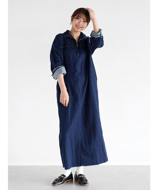 ハーフジップワンピース