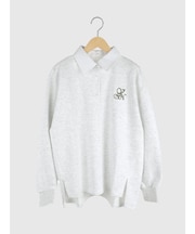 ロゴ刺繍シャツカラープルオーバー