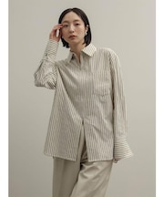 ストライプジップシャツ