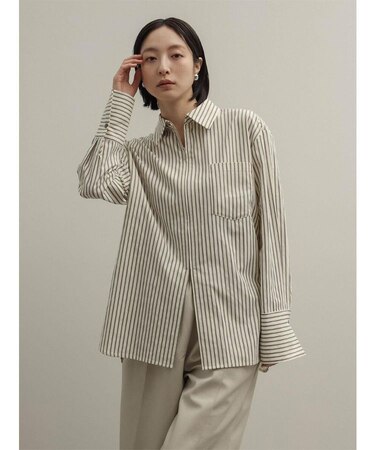 ストライプジップシャツ