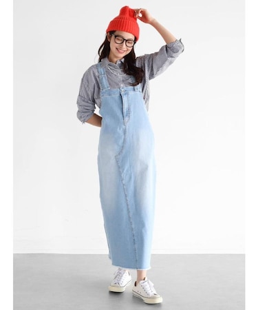 コクーンデニムジャンパースカート