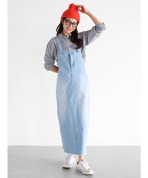 コクーンデニムジャンパースカート