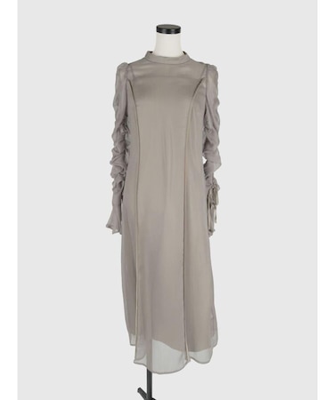 ギャザーシアースリーブロングワンピース