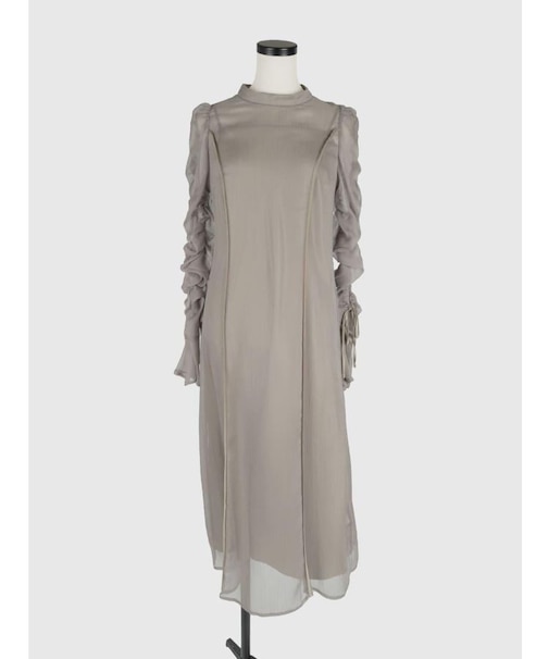 ギャザーシアースリーブロングワンピース