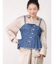 アシンメトリーデザインデニムビスチェ