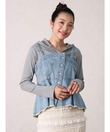 アシンメトリーデザインデニムビスチェ