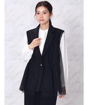 チュールレイヤードダブルカラージレ