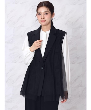 チュールレイヤードダブルカラージレ