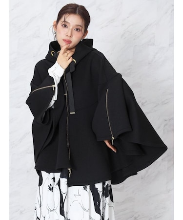 ダンボールニットフレアポンチョアウター