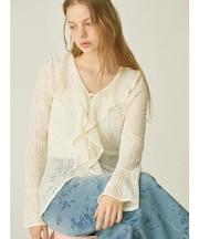 ラッフルフリルレースブラウス