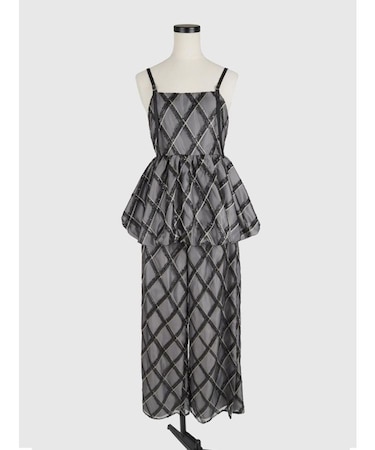 バルーンチェックキャミブラウス＆パンツセットアップ