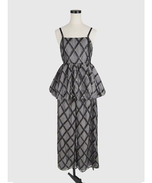 バルーンチェックキャミブラウス＆パンツセットアップ