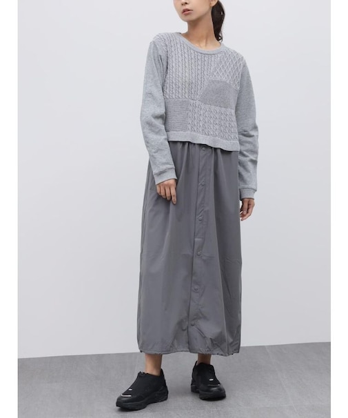 コラージュニットドッキングワンピース