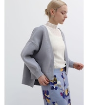 ボリュームスリーブ刺繍ロゴニットカーディガン