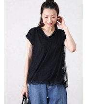 チュールレイヤードノースリニット