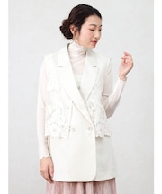 レースレイヤードダブルブレストジレ