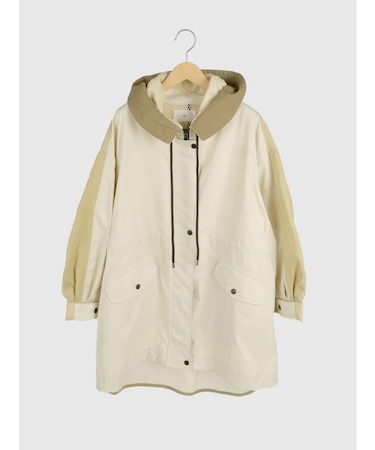 配色切替パーカーロングジャケット