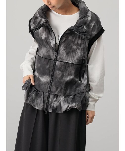 タイダイ柄バルーンヘムジップベスト