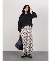 バイアスチェックワンピースレイヤードスウェット