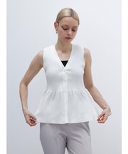 ノースリーブペプラムニット