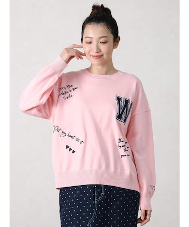 レタリング刺繍＆ワッペンニットプルオーバー