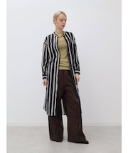 シアーストライプロングシャツワンピース