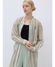 シアーストライプロングシャツワンピース