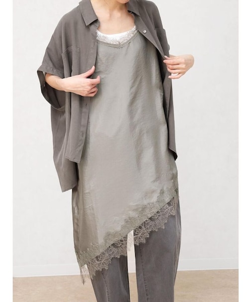 アシメレースレイヤードキャミ