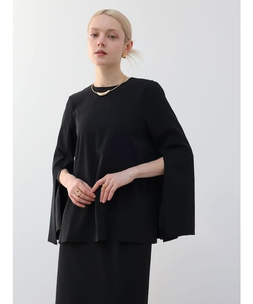 シャンブレービエラ袖スリットブラウス