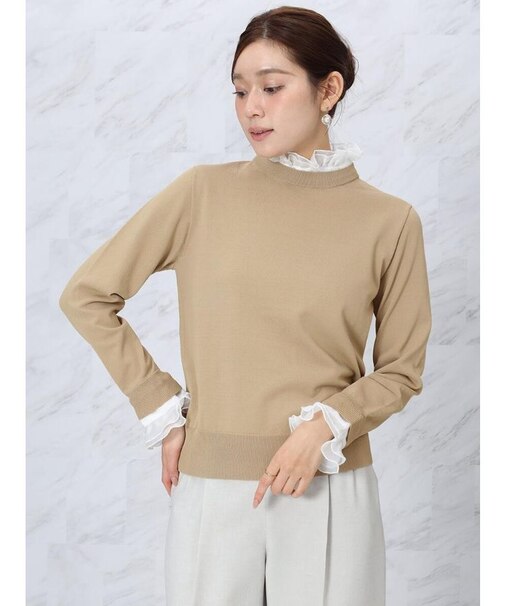 フリルドッキングニットトップス