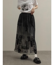 アコーディオンプリーツプリントスカート